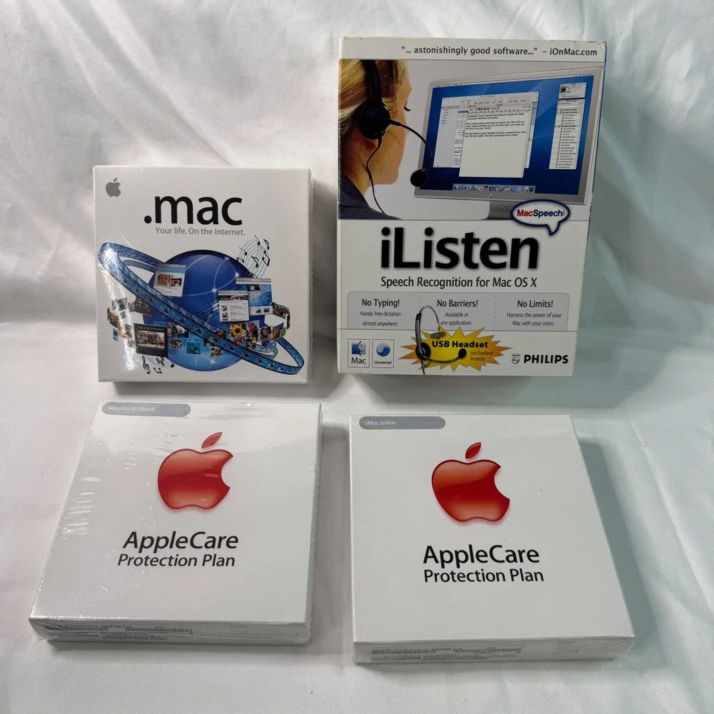 Vintage Apple Software Bundle MacSpeech iListen .mac AppleCare Sealed New